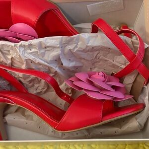 BCBGeneration Red and Pink Floral Heels